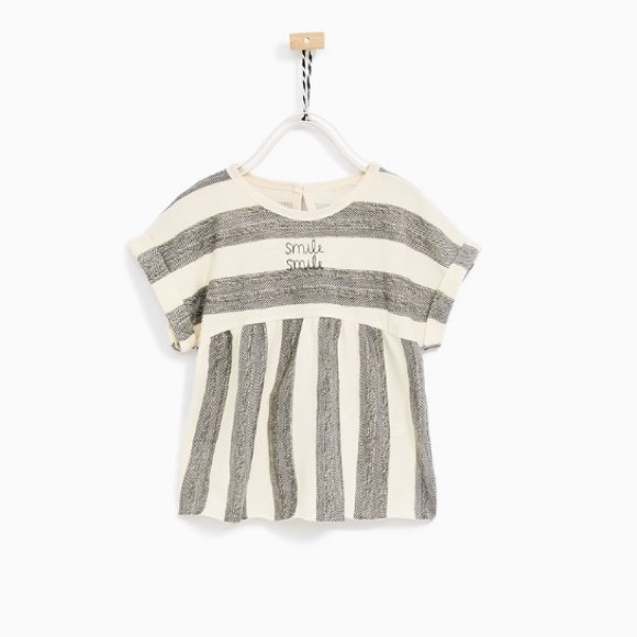 Zara Other - Zara Baby Girl Striped Jacquard T-Shirt Smile